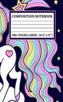 Composition Notebook: Pretty Wide Ruled Paper Notebook Journal - Adorable Pink Unicorn Wide Blank Lined Workbook for Teens Kids Students Girls for Home School College for