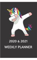 2020 & 2021 Weekly Planner - Two Year Appointment Book With Dabbing Unicorn - Agenda Notebook for New Year Planning: 24 Month or Two-Year Calendar For Daily Plans - Log Book - Gift Day Book For Academic, Work, Personal or Business - Cute Rainbow Pony
