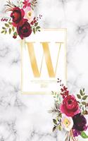 Weekly & Monthly Planner 2020 W: Burgundy Marsala Flowers Gold Monogram Letter W (7.5 x 9.25 in) Vertical at a glance Personalized Planner for Women Moms Girls and School