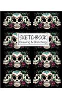 Sketchbook Drawing & Sketching: Dia de los Muertos Sugar Skulls Themed Sketch Book for Creative Doodling. Halloween Edition Blank Sketch Paper Notebook for Kids and Adults.