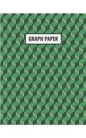 Graph Paper: Graphing Paper - Geometric Nature Green 3D Cubes
