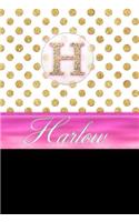 Harlow: Personalized Lined Journal Diary Notebook 150 Pages, 6 X 9 (15.24 X 22.86 CM), Durable Soft Cover