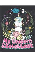 My Unicorn Sketchbook: Blank Unlined Doodle Book V7