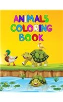 Animals Coloring Book: cute funny Animals Coloring Book gift for Kids ages 4-8 . 50 pages . 8.5 x 11, Soft Cover, Matte Finish .