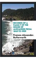 Records of a Family of the House of Alexander