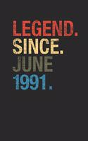Legend Since June 1991: Small Lined Notebook - Happy Birthday Gift or Happy Anniversary Gift Idea