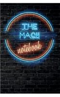 The MACY Notebook: Vintage Blank Ruled Personalized & Custom Neon Sign Name Dotted Notebook Journal for Girls & Women. Wall Background. Funny Desk Accessories. Retro B