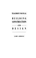 Teacher's Manual for Building Construction and Design