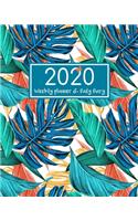 2020 Weekly planner and Daily diary: from Jan 1, 2020, to Dec 31, Cute diary for write memories in, Leaf Cover with Colorful Pattern, Organizer Calendar & Diary for the new year, Good G