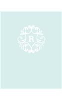 R: 110 Dot-Grid Pages - Monogram Journal and Notebook with a Light Blue Background and Simple Vintage Elegant Design - Personalized Initial Letter Jour