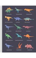 Composition Notebook: Dinosaur Types Educational Notebook College Ruled Composition Writing Book For School & College 8.5"x11"(21.6 x 27.9 cm)