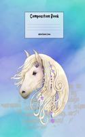 Composition Book - Wide Ruled LInes: Beautiful Horse on Watercolor Background