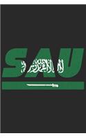 Sau: Saudi Arabien Notizbuch mit karierten 120 Seiten in weiß. Notizheft mit der saudi arabischen Flagge