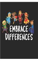 Embrace Differences: Autism Awareness Journal / Notebook / Diary Gift - 6"x9" - 120 pages - White Lined Paper - Matte Cover