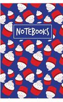 Notebooks: Cupcakes edition, Navy Color, Dash Lined, 6x9inches