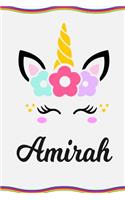 Amirah: Personal Notebook Personal Diary Unicorn Notebook Personalized Journal Customized Journal Unicorn Lover Personal Name Notebook