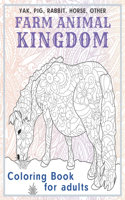 Farm Animal kingdom - Coloring Book for adults - Yak, Pig, Rabbit, Horse, other