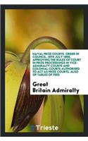 Naval Prize Courts. Order in Council, 18th July 1898, Approving the Rules of Court in Prize Proceedings in Vice-Admiralty Courts and Colonial Courts Authorised to ACT as Prize Courts, Also of Tables of Fees