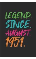 Legend Since August 1951: Blank Lined Notebook - Journal 68th Birthday for Woman and Men