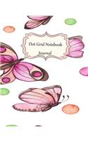 Dot Grid Notebook Journal: White with Pink Butterflies and Colored Dots Summer Theme-8 x 10" 150 dotted pages for Artists, Architects or Writers