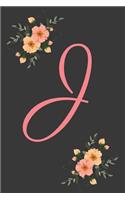 J Initial Monogram Dot Grid Notebook Journal: Elegant Floral Monogram Gifts For Women And Girls, 120 Pages 6x9