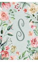 Planner Undated 6"x9" - Teal Pink Floral Design - Initial S: Non-dated Weekly and Monthly Day Planner, Calendar, Organizer for Women, Teens - Letter S