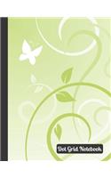 Dot Grid Notebook: Shape Butterfly Journal With Green Leaves (8.5x11) 120 Dotted Pages