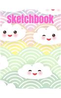 Sketchbook: Kawaii Cute Rainbow Color Clouds Sketchbook 8.5''x11'' Sketchbook for Artists and Personal Use; Sketchbook for Drawing, Doodling, Sketching, Writing