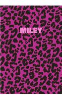 Miley: Personalized Pink Leopard Print Notebook (Animal Skin Pattern). College Ruled (Lined) Journal for Notes, Diary, Journaling. Wild Cat Theme Design wi