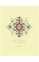 Boho style sktechbook: Boho style on yellow cover (8.5 x 11) inches 110 pages, Blank Unlined Paper for Sketching, Drawing, Whiting, Journaling & Doodling(4 Boho Style on Yellow Sketchbook)