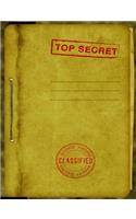 Top Secret: 7.44 X 9.69 Secret Spy Unlined Journal Paper Notebook with Numbered Pages Unique Back to School, Appreciation, Sketchbook, Birthday, Christmas, Comp