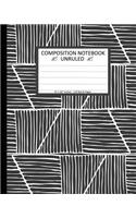 Unruled Composition Notebook 8" x 10". 120 Pages. Hatched Trapezoids White Black