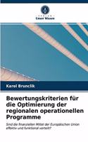 Bewertungskriterien für die Optimierung der regionalen operationellen Programme