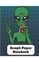 Graph Paper Notebook: Alien Eating A Donut Grid Paper Quad Ruled 5 Squares Per Inch Large Graphing Paper For Math Science 8.5" By 11"