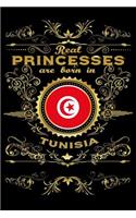 Real Princesses Are Born in Tunisia: 6 X 9 Inch Bulleted Dot Grid Journal Notebook for Students, School, as Diary Bullets