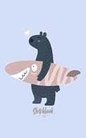 Sketchbook by a madoo: Cute bear want to the beach cover (8.5 x 11) inches 110 pages, Blank Unlined Paper for Sketching, Drawing, Whiting, Journaling & Doodling