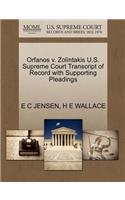 Orfanos V. Zolintakis U.S. Supreme Court Transcript of Record with Supporting Pleadings