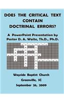 Does The Critical Text Contain Doctrinal Errors?