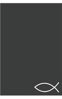 Ichthys Christian Notebook blank plain white paper - Christian Fish Symbol - 6x9 Inch - 120 Pages - Softcover