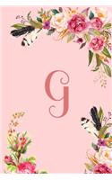 Monogram Initial Letter G Notebook for Women and Girls