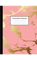 Composition Notebook: Beautiful Pink Marble and Gold - 100 College Ruled Pages - 8.5 x 11 - Journal for Children, Kids, Girls, Teens And Women (School Essentials)