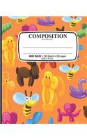 Composition Notebook: Balloon Animals Orange Cover Notebook for School Office Home Student Teacher Use Wide Ruled - 100 Sheets - 200 Pages - 9 1/4 X 7 1/2 In. / 24.77 X 1