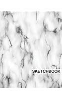 Sketchbook: 8" x 10", Drawing Sketchbook, Unlruled Notebook, Drawing Paper Pad, Stone Marble (White) - (Sketch book)