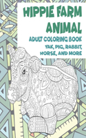 Hippie Farm Animal - Adult Coloring Book - Yak, Pig, Rabbit, Horse, and more