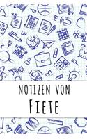 Notizen von Fiete: Kariertes Notizbuch mit 5x5 Karomuster für deinen personalisierten Vornamen