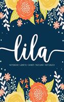 Lila: Notebook - Libreta - Cahier - Taccuino - Notizbuch: 110 pages paginas seiten pagine: Modern Florals First Name Notebook in Orange, Mint & Yellow on 