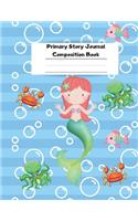 Primary Story Journal Composition Book: primary composition notebook with picture space mermaid - Grade Level K-2 - Draw and Write - Dotted Midline - for kids