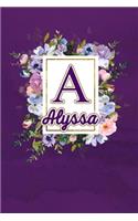A Alyssa: Monogram initial A Alyssa notebook / Journal: Personalized Name Letter gifts for girls, women & men: School gifts for kids & teachers (blank lined r