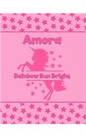 Amora Rainbow Sun Bright: Personalized Draw & Write Book with Her Unicorn Name - Word/Vocabulary List Included for Story Writing