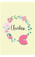 Christina: Personalized Monogram Initial Journal - Pink Marble and Gold Cover with Feminine Pages for Women and Girls